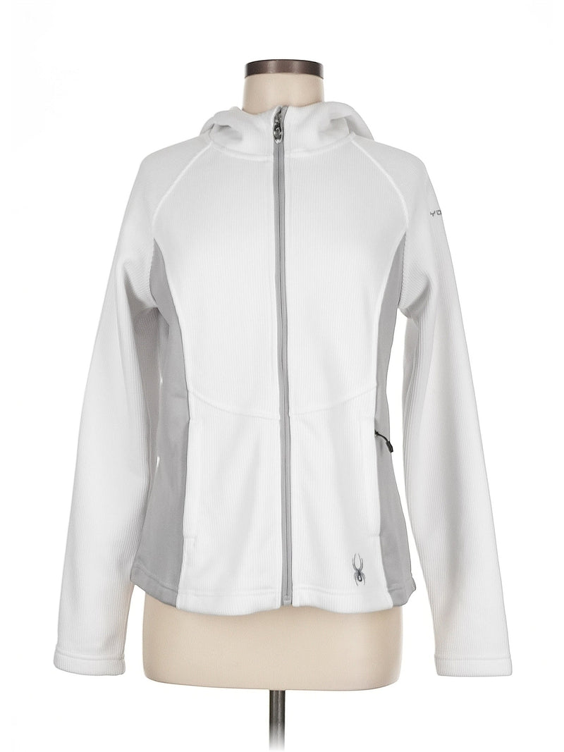 SPYDER WHITE ZIP-UP HOODIE, FITTED - SIZE: WOMEN MEDIUM - WHITE - Like New