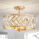 AGV LIGHTING CRYSTAL CEILING LIGHT, MODERN DESIGN, 3-LIGHTS, D15” X H11“ - GOLD - Like New