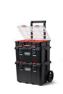 KETER STACK-N-ROLL MODULAR TOOLS ORGANIZER 3 PIECE TOOL BOX - BLACK/RED - Brand New