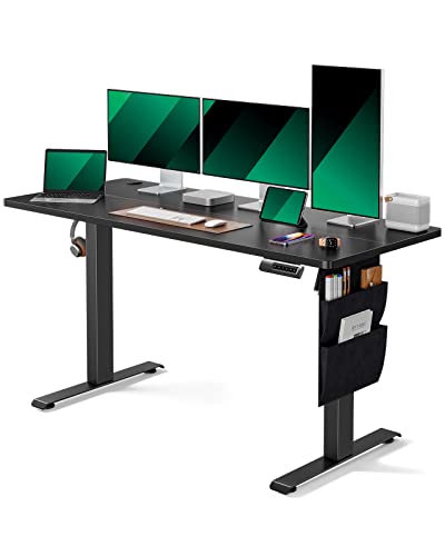 MARSAL STANDING DESK ADJUSTABLE HEIGHT 55X24" DESK STORAGE TZESD8B - DARK BLACK - Like New
