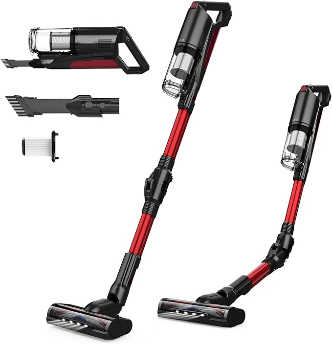 Whall Cordless 25kPa Suction 4in1 Foldable Cordless Stick Vacuum Cleaner - RED - Like New