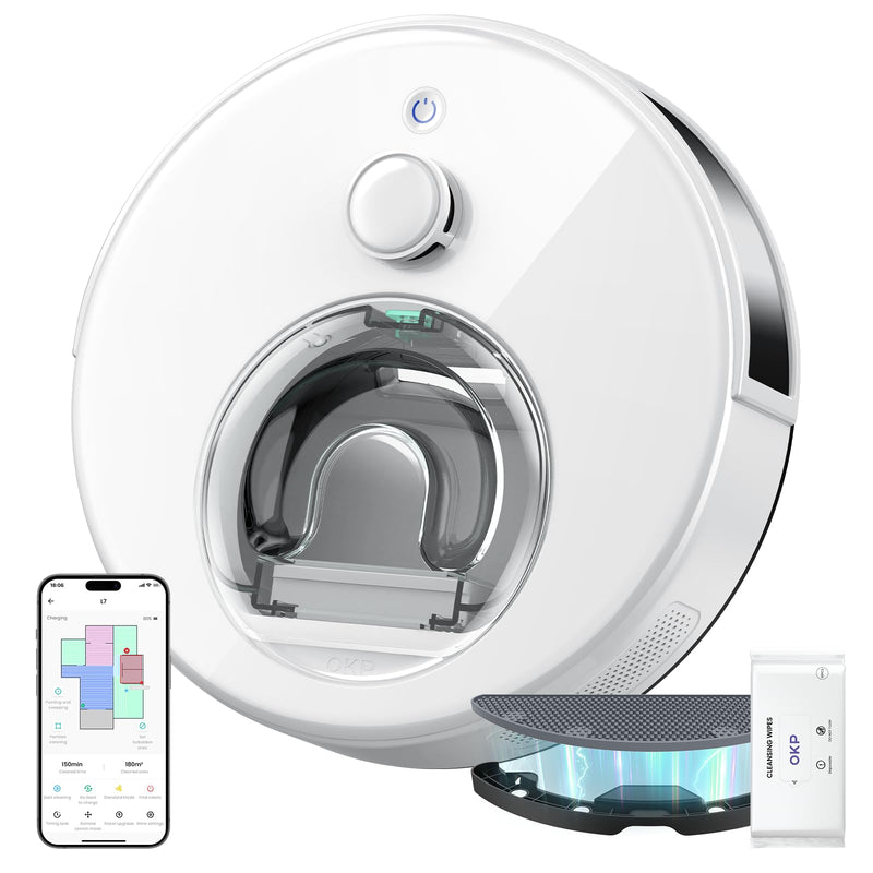 OKP Robot Vacuum with Mapping, 6000Pa Power Suction, LiDAR Navigation - Like New