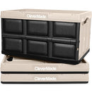 CLEVERMADE COLLAPSIBLE STORAGE BINS - TAN 3 PACK 46L - STACKABLE CONTAINERS - Like New