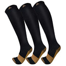 FUELMEFOOT COPPER COMPRESSION SOCKS MEN L/XL WOMEN L/XL - BLACK - Like New