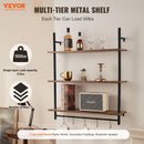 VEVOR INDUSTRIAL PIPE SHELF 3 TIER WALL-MOUNT FLOATING RUSTIC WOOD - BLACK - Like New