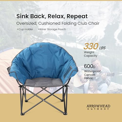 ARROWHEAD OUTDOOR Oversized Heavy-Duty Club Folding Camping Chair Like New