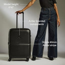 ANTLER SINGLE STRIPE CHECKED MEDIUM LUGGAGE 26X18X12 89L PPO-700106-M - BLACK - Like New
