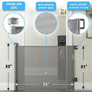 CUMBOR RETRACTABLE DOG GATE FOR STAIRS, MESH GATES FOR THE HOUSE - B-GRAY - Like New
