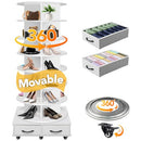 RUNSUNSPRI 8 TIER ROTATING SHOE RACK TOWER WHITE - Like New