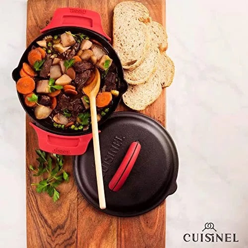 Cuisinel Cast Iron Skillet with Cast Iron Lid, 8" Dual Handle Frying Pan - Black - Like New