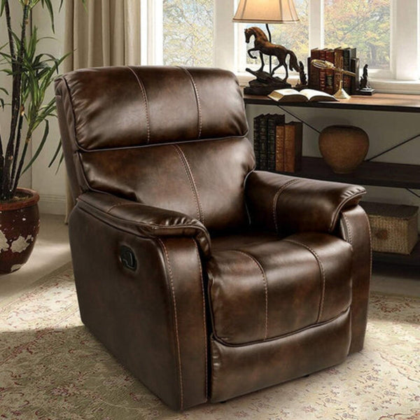 QOMOTOP OVERSIZED VEGAN LEATHER ROCKING RECLINER - BROWN - Like New