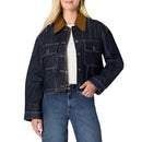 AMAZON ESSENTIALS WOMENS OVERSIZED CROPPED JACKET CONTRAST CORDUROY - SIZE S - Brand New