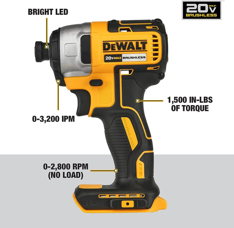 DEWALT DCK675D2 20V MAX Brushless Cordless 6-Tool Combo Kit - Black/Yellow - Like New
