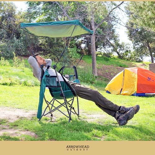 ARROWHEAD OUTDOOR PORTABLE FOLDING SWINGING HAMMOCK CAMPING CHAIR - GREEN - Like New
