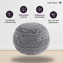 LANE LINEN Pouf Ottoman Hand Knitted Macrame Foot Stool 20 Diameter x 14 Height - Brand New