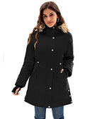 GRACE KARIN Women's Winter Drawstring Hood Coat Parkas Fleece Lined Black L - Like New