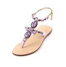 B08FDDR83S ZhuLinFeng Women's Rhinestone Gladiator Sandals Purple Size 7.5 - Like New