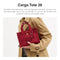 COACH COLORED DYE DENIM CARGO TOTE 26, K2457-CZ430 - RED RUBY - Like New