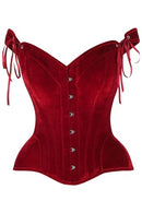 Top Drawer Dark Red Velvet Steel Boned Corset w/Straps (Large) - B0D9J121TV -NEW - Brand New
