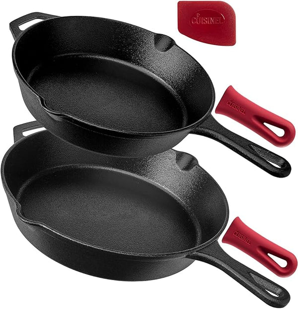 Cuisinel Cast Iron Skillets Set Pre-Seasoned 2-Piece Pan 10" - Scratch & Dent