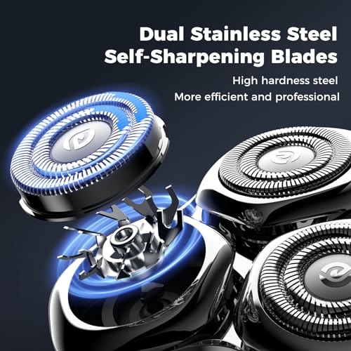 HULUNI ELECTRIC RAZOR FOR MEN 3D MAGNETIC ELECTRIC SHAVER - SLIVER-BLUE - Like New