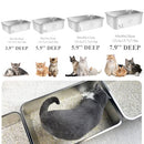 PTWAA Stain Resistant Cat Litter Box High Side Cats Toilet Metal KITTEN - SILVER - Like New