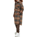 LEVI'S WOMEN LONG PLAID FLANNEL SHIRT JACKET BROWN PLAID SIZE S - Brand New