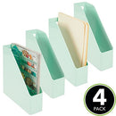 mDesign Plastic Slim Vertical File Folder Storage Organizer Bin, 4 Pack - Mint - Brand New