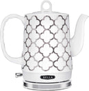 BELLA Electric Kettle & Tea Pot , 1.2 Liter - Silver Tile Pattern - Like New