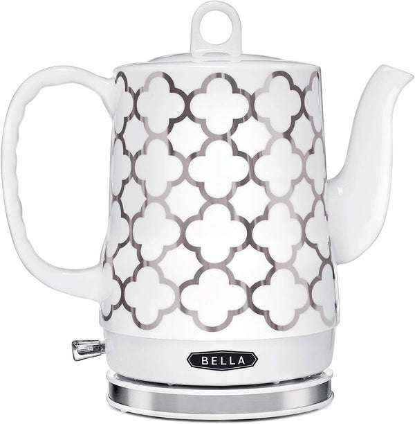 BELLA Electric Kettle & Tea Pot , 1.2 Liter - Silver Tile Pattern Like New