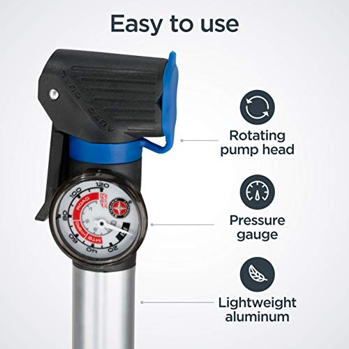 SCHWINN AIR SPORT PLUS BIKE FRAME HAND PUMP, ROTATING PUMP HEAD, PRESSURE GAUGE - Like New