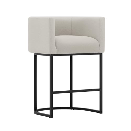 LUE BONA 27" H COUNTER HEIGHT BAR STOOLS SET OF 2, MODERN BARREL COUNTER STOOLS - Like New