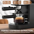 XIXUBX6 Bar Espresso Machine, 800W Steamer Cup Warmer, BDC002A - Black/Silver - Like New