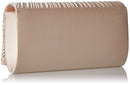 JESSICA MCCLINTOCK CHLOE SATIN PLEATED RHINESTONE CLUTCH PURSE 4"X8"X2 CHAMPAGNE - Brand New