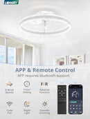 LEDIARY Ceiling Fans with Lights and Remote, 20" Low Profile Ceiling Fan, White - Like New