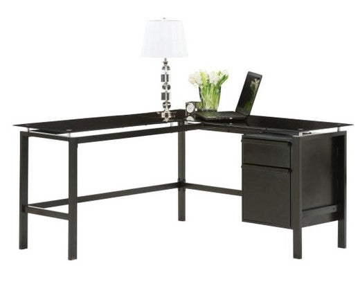 Realspace Lake Point 56”W L-Shaped Desk with 56”W Return 517896 Black New