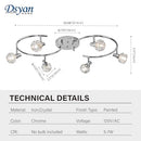 Dsyan HOME Chrome Round Track Light Kit,6 Ways Ceiling Spot Light -No Bulb -NEW - Brand New
