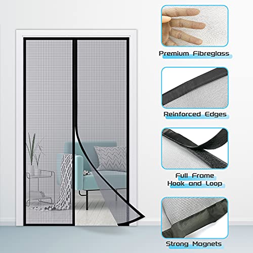 TheFitLife Fiberglass Magnetic Screen Door - Heavy Duty Mesh with Full Frame - Like New