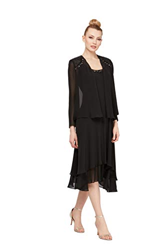 116184 S.L. Fashions Women's Mother of The Bride Dress with Embellished Neckline - Brand New
