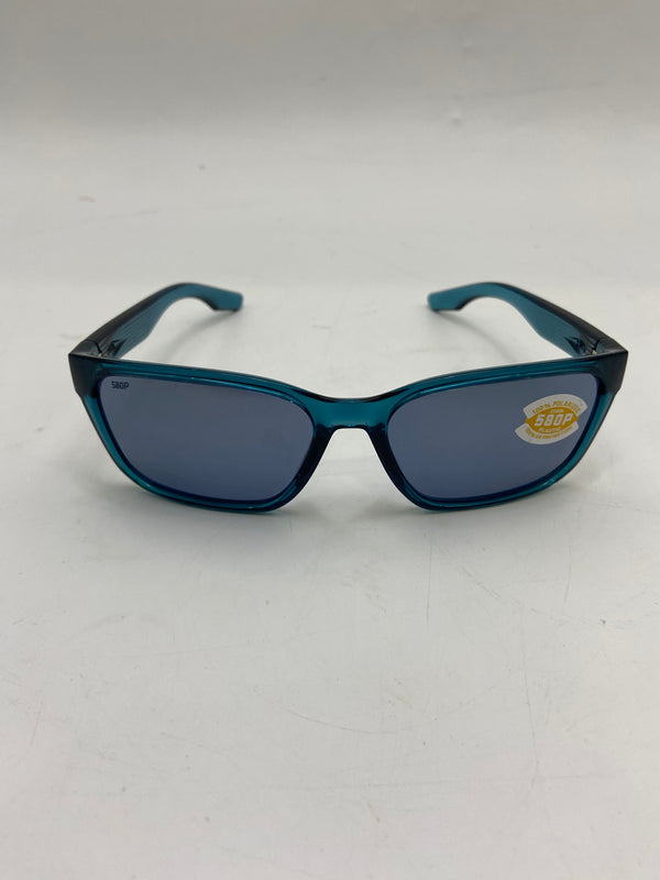 COSTA DEL MAR WOMENS PALMAS RECTANGULAR SUNGLASSES TEAL/GREY SILVER MIRRORED - Like New