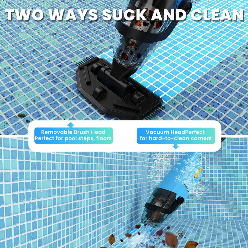 CORDLESS HANDHELD POOL VACUUM ABOVE GROUND POOL RECHARGEABLE POOL CLEANER - BLUE - Like New