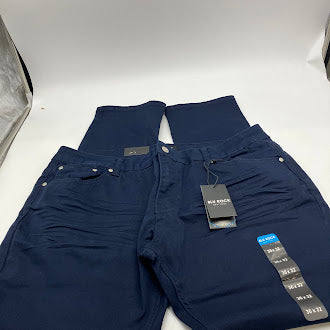 BLU ROCK SLIM STRETCH STRAIGHT JEANS - SIZE: MEN 36X32 - NAVY - Brand New