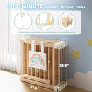 Foldable Wooden Playpen, Adjustable Wood Baby Play Yard - Scratch & Dent