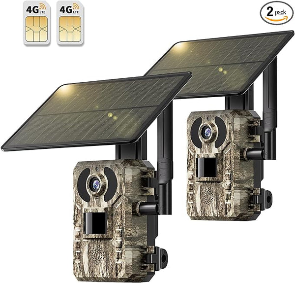 SEHMUA 4G LTE Cellular Trail Cameras 2 Pack 3rd Gen Solar Game Camera - Camo Like New