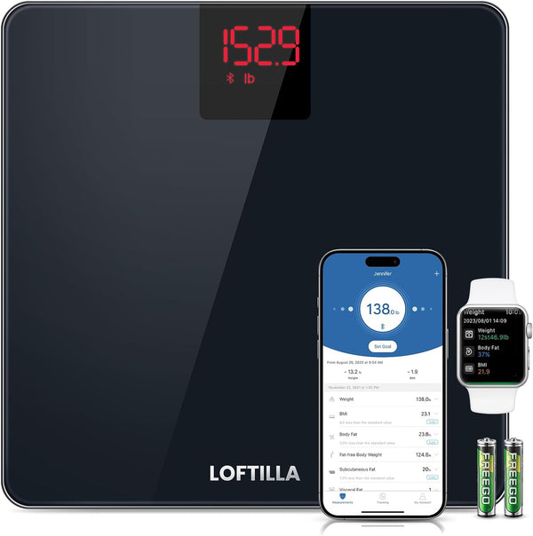 LOFTILLA SMART SCALE FOR BODY WEIGHT WEIGHT BATHROOM SCALES - BLACK Like New