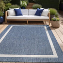 Beverly Rug Waikiki Indoor Outdoor Rug 4x6, Washable 4x6 Blue - White - Brand New