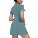 GGOV WOMENS TENNIS DRESSES GOLF DRESS SHORT SLEEVE WITH SHORTS BLUE MOUSE - Brand New