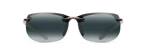 412-02 MAUI JIM BANYANS POLARIZED RIMLESS LARGE - GLOSS BLACK/NEUTRAL GRAY - Like New