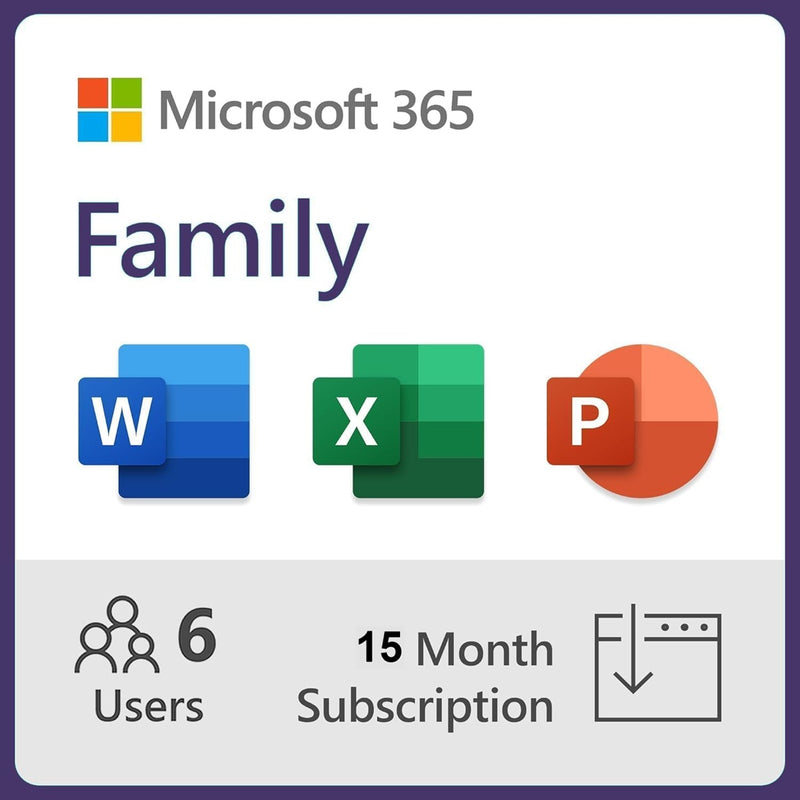 Microsoft 365 Family, 15-Month Subscription for Up to 6 People - US ONLY - [Digital Delivery]