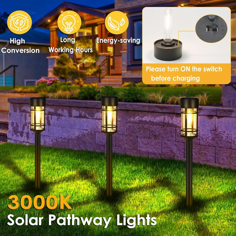 HAKOL BH-598-8 LED OUTDOOR WATERPROOF SOLAR LIGHTS - 8 PACK - BLACK - Like New